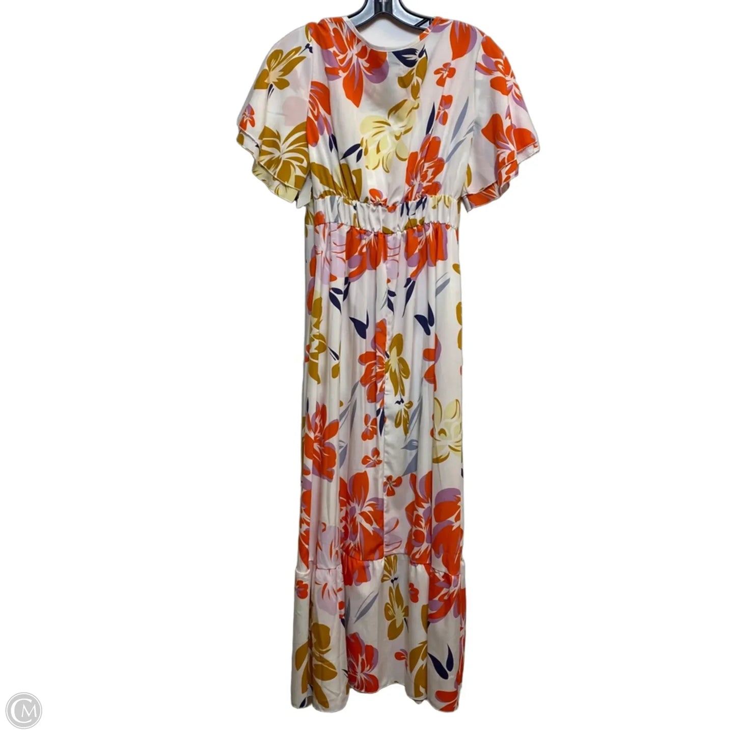 Dress Casual Maxi By Shein In Orange & White, Size: S