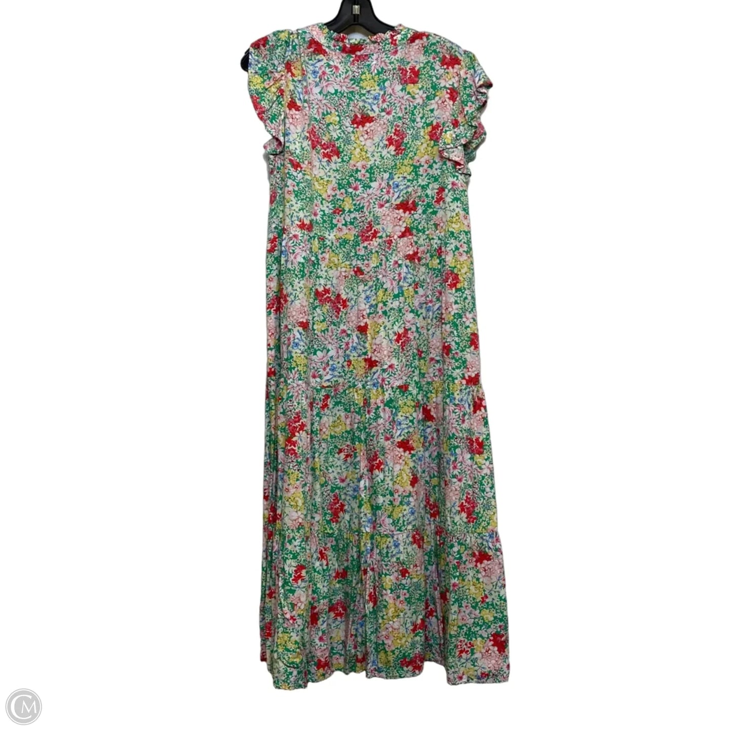 Dress Casual Maxi By Clothes Mentor In Green & Pink, Size: M
