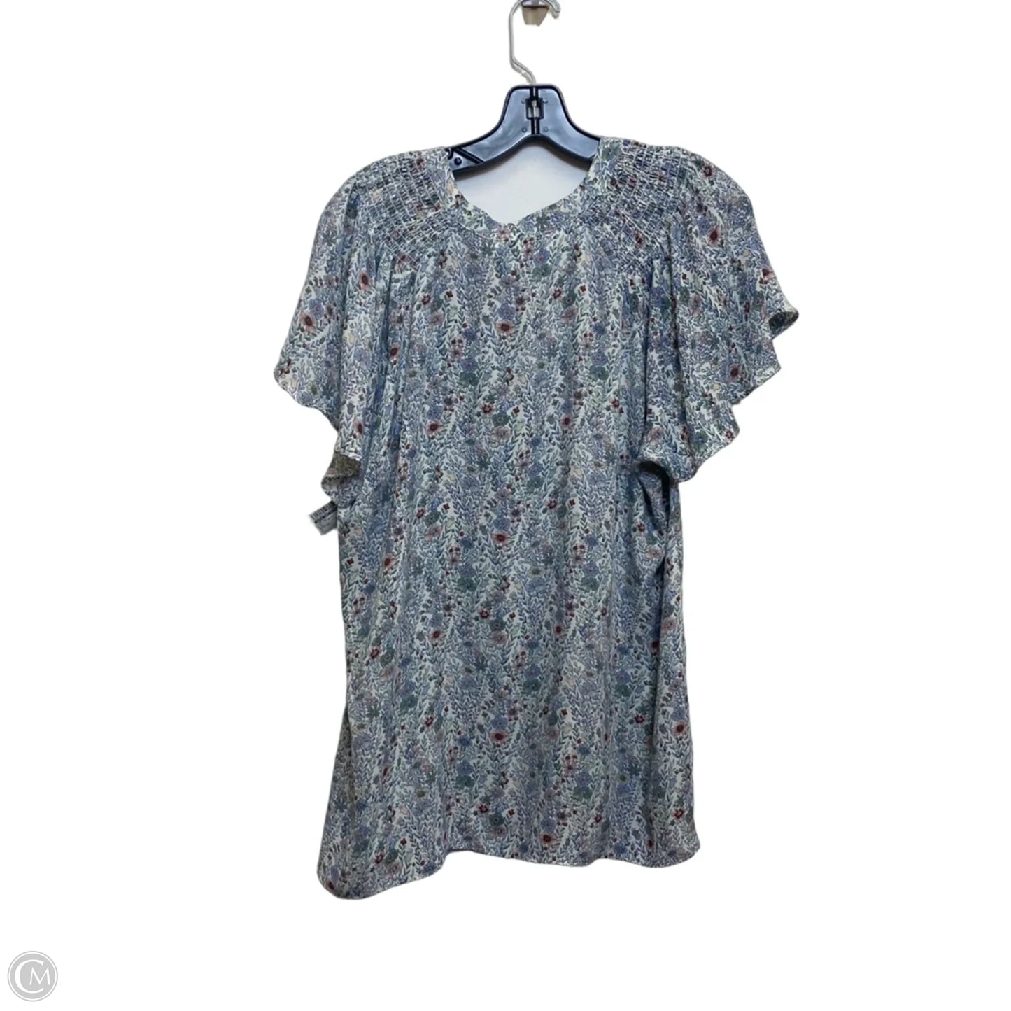 Top Short Sleeve By Rose And Olive In Blue & White, Size: 1x