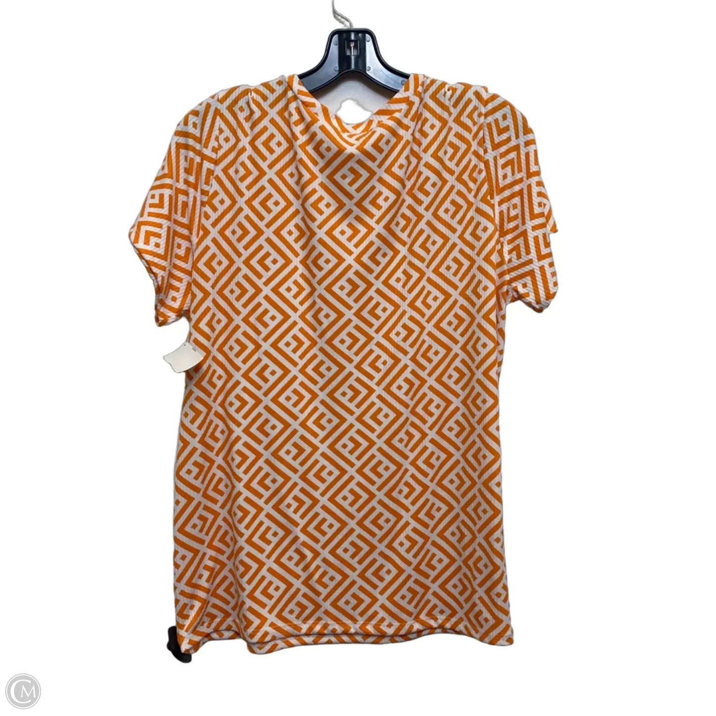 Top Short Sleeve By Free Kisses In Orange & White, Size: 1x
