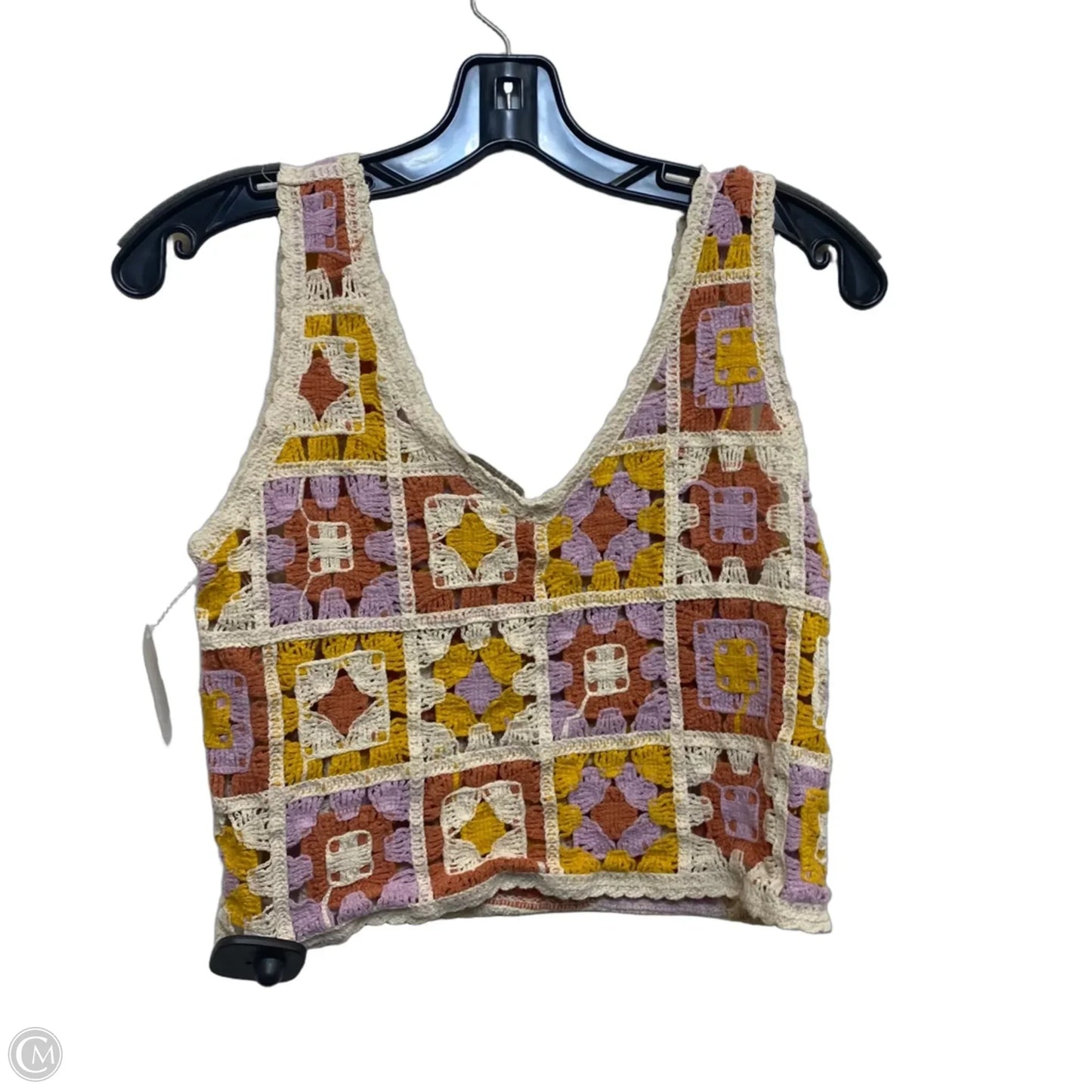 Top Sleeveless By Rebellion In Cream & Orange, Size: Xs