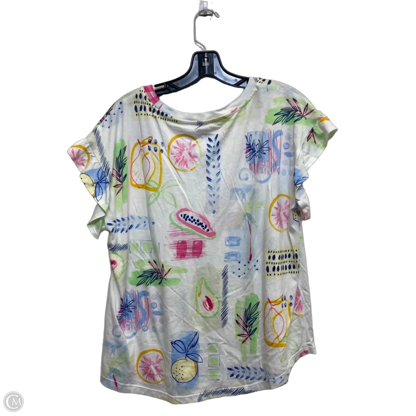 Top Short Sleeve By Crown And Ivy In Pink & White, Size: M
