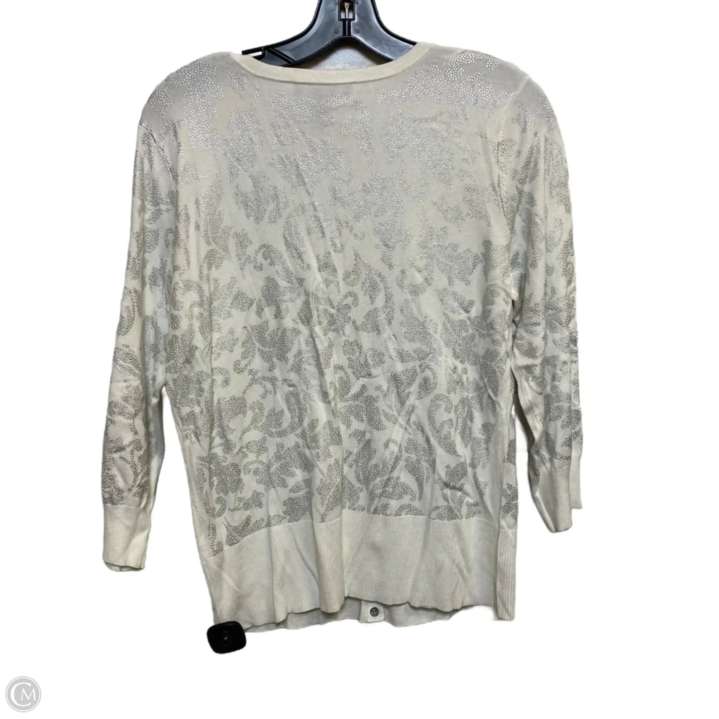 Cardigan By White House Black Market In Cream & Grey, Size: L