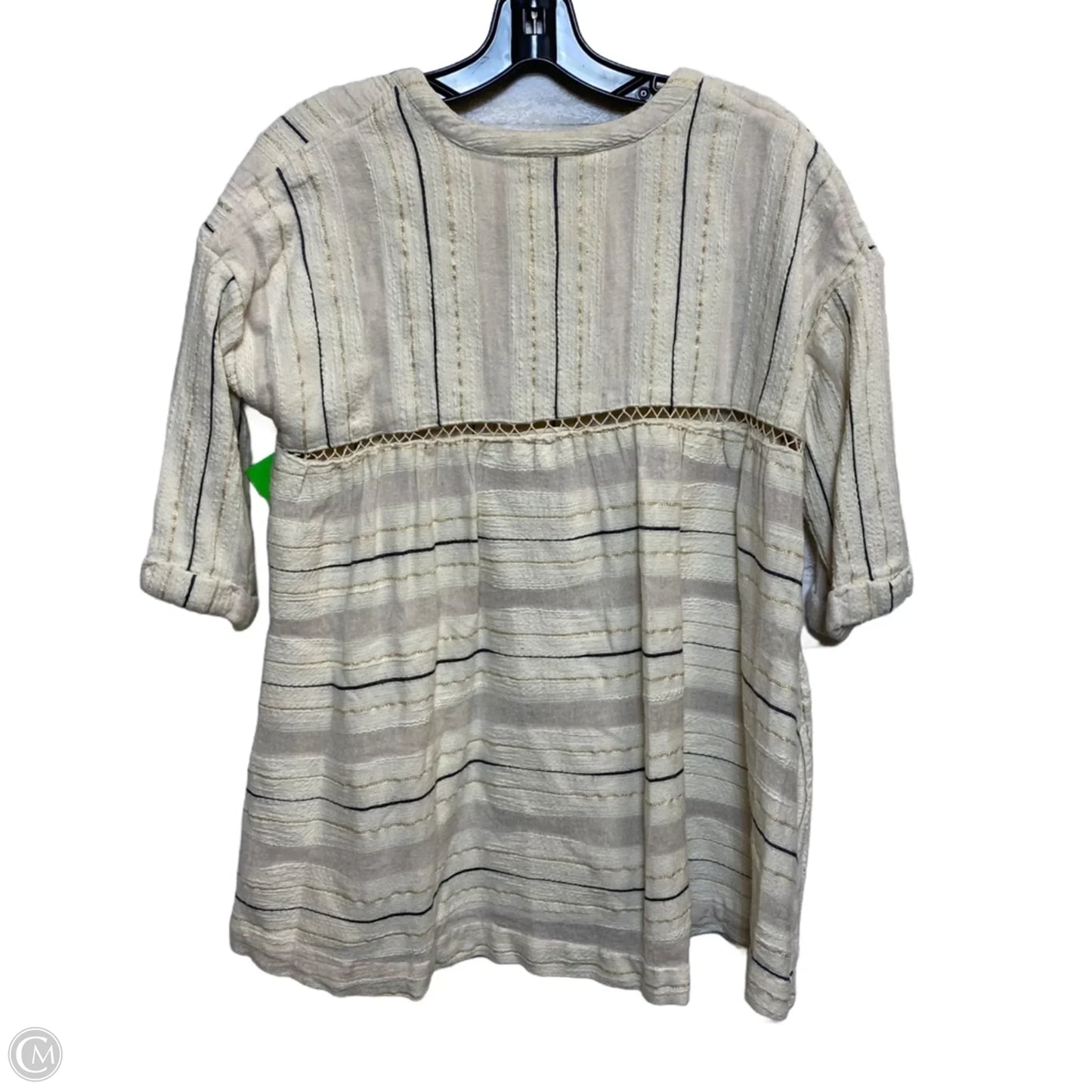 Top 3/4 Sleeve By Free People In Cream, Size: Xs