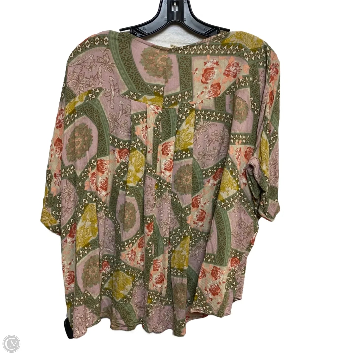 Top Short Sleeve By Easel In Green & Purple, Size: L