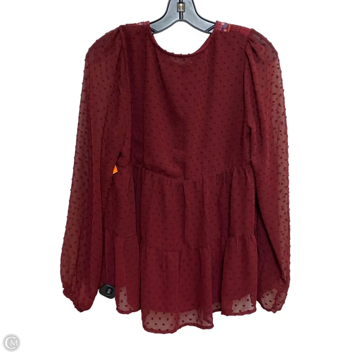 Top Long Sleeve By Savanna Jane In Red, Size: S