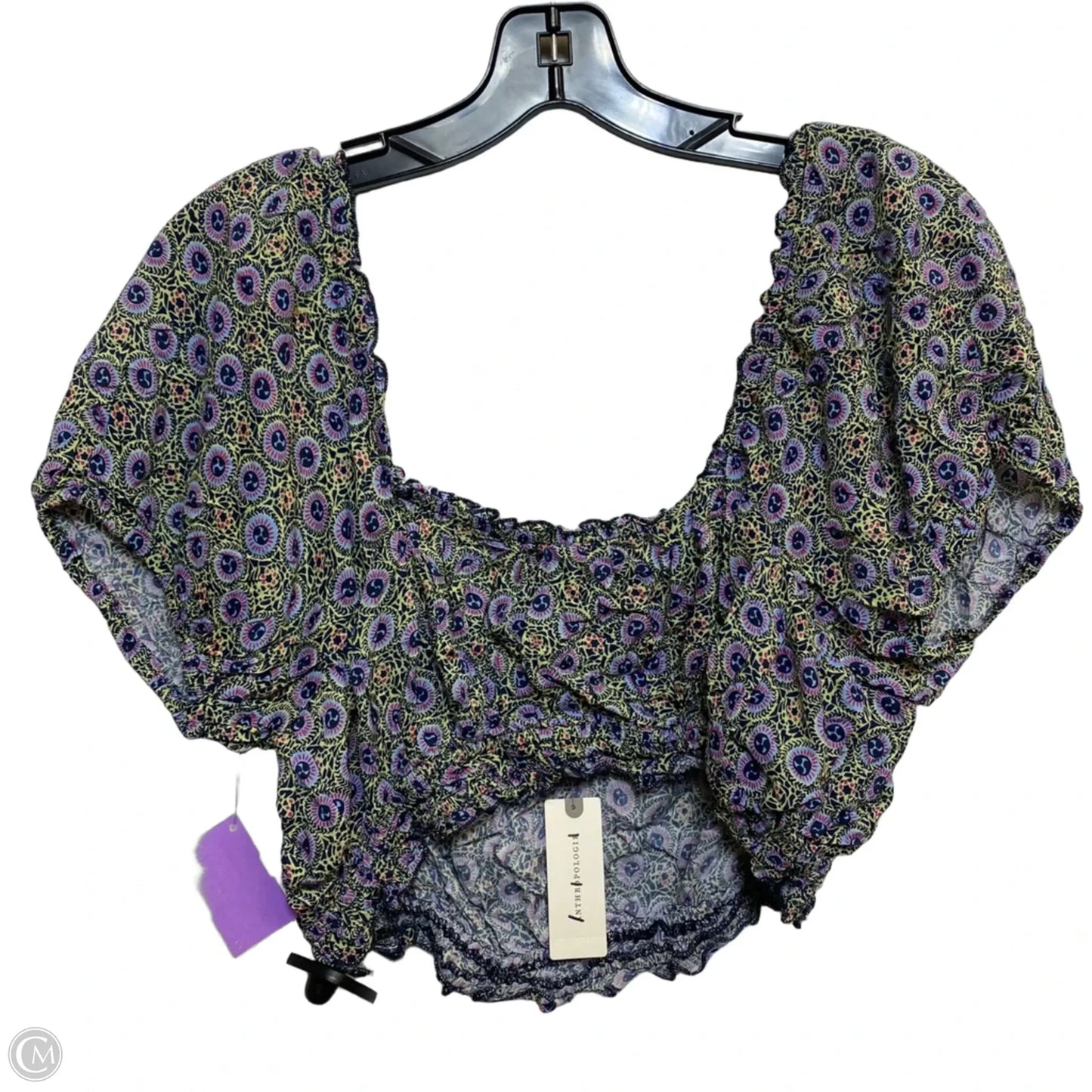 Top Short Sleeve By Anthropologie In Blue & Green, Size: M