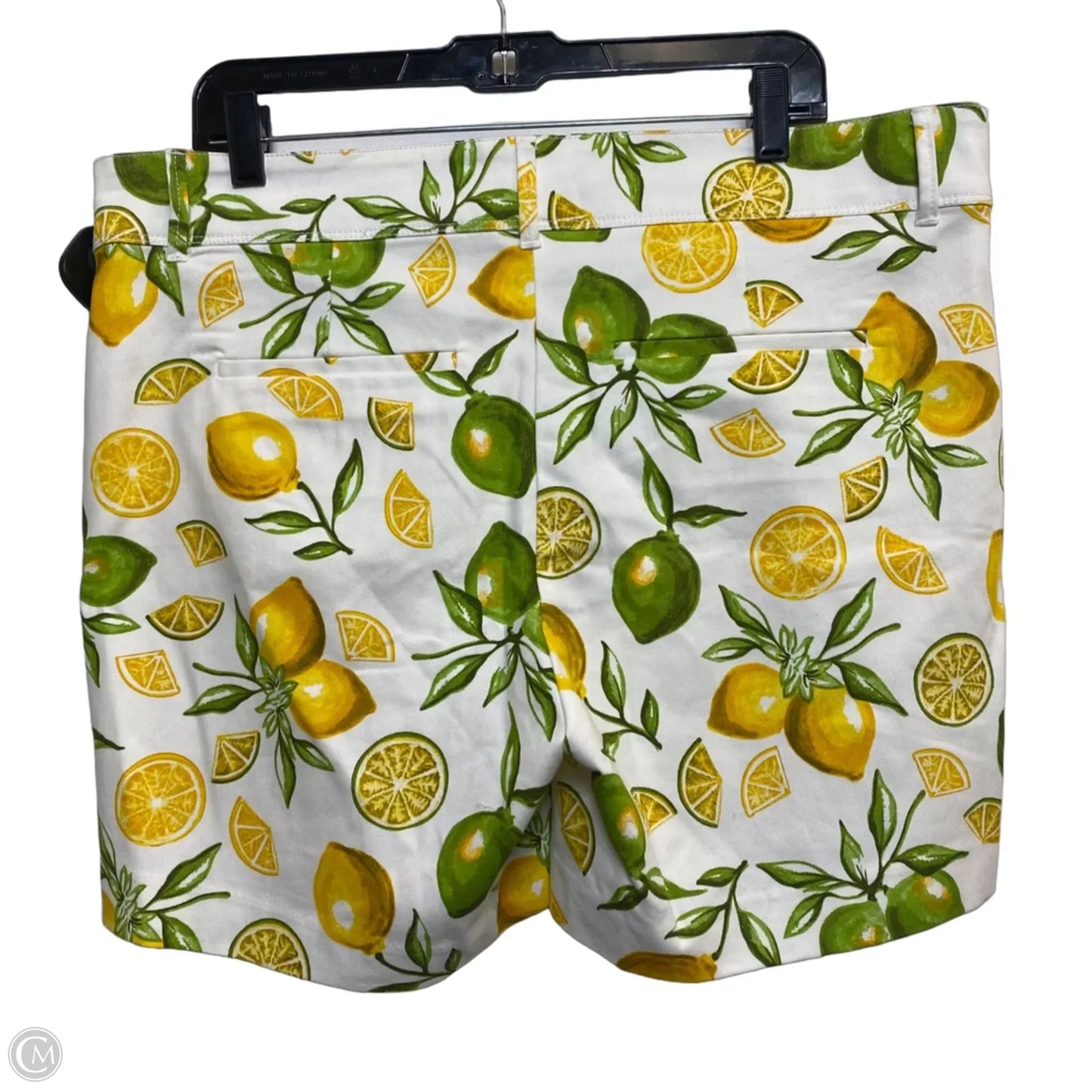 Shorts By Isaac Mizrahi In White & Yellow, Size: 16