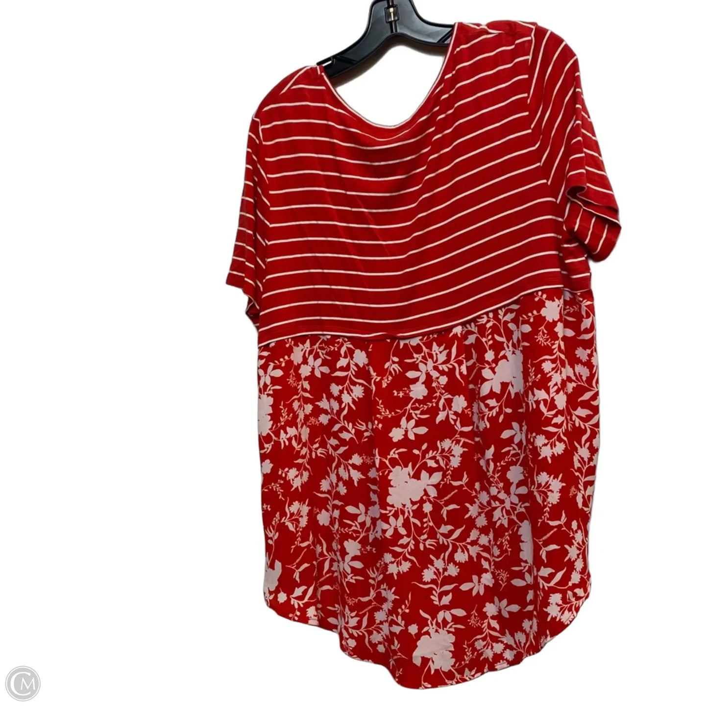 Top Short Sleeve By Cato In Red & White, Size: Xl