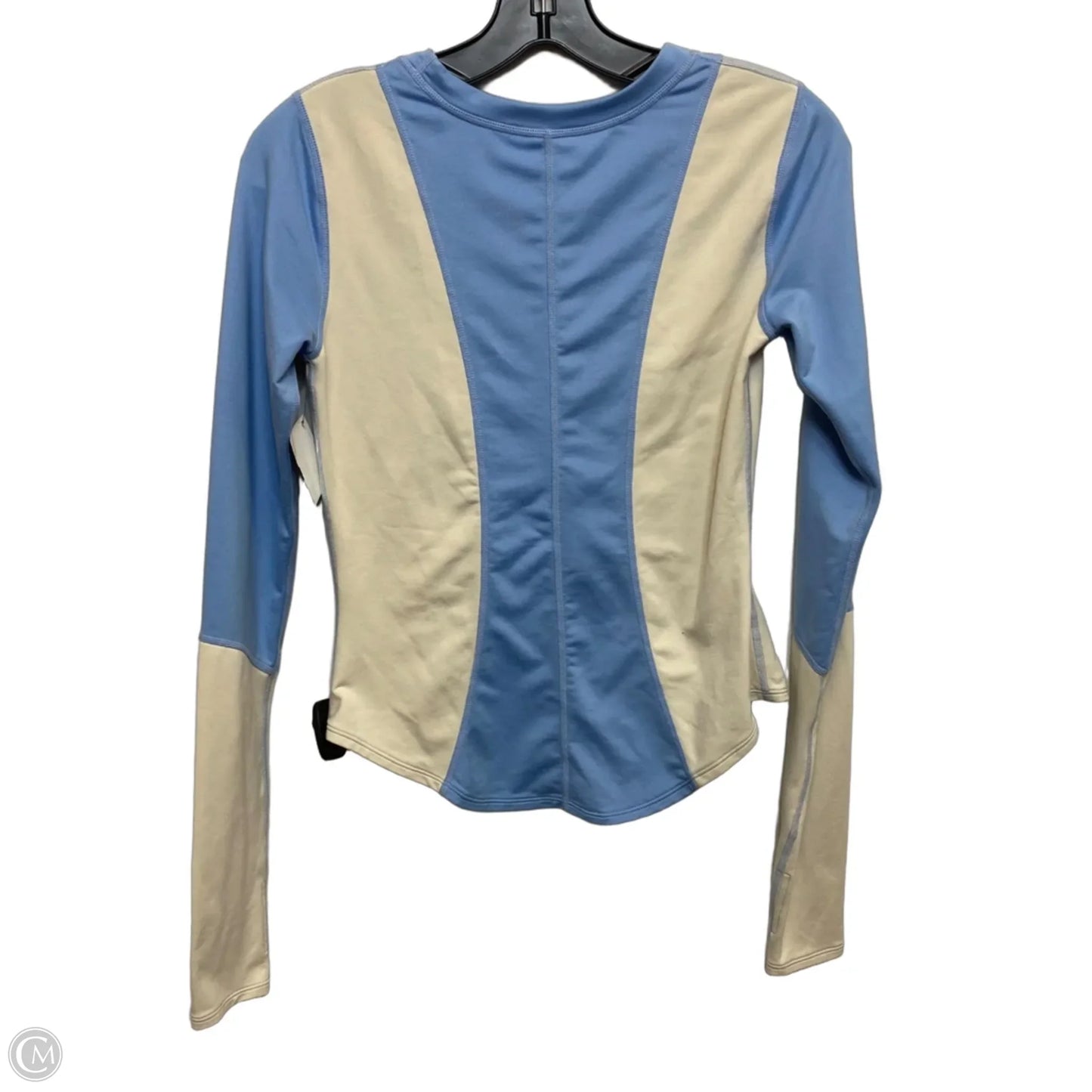 Athletic Top Long Sleeve Crewneck By Free People In Blue & Cream, Size: S