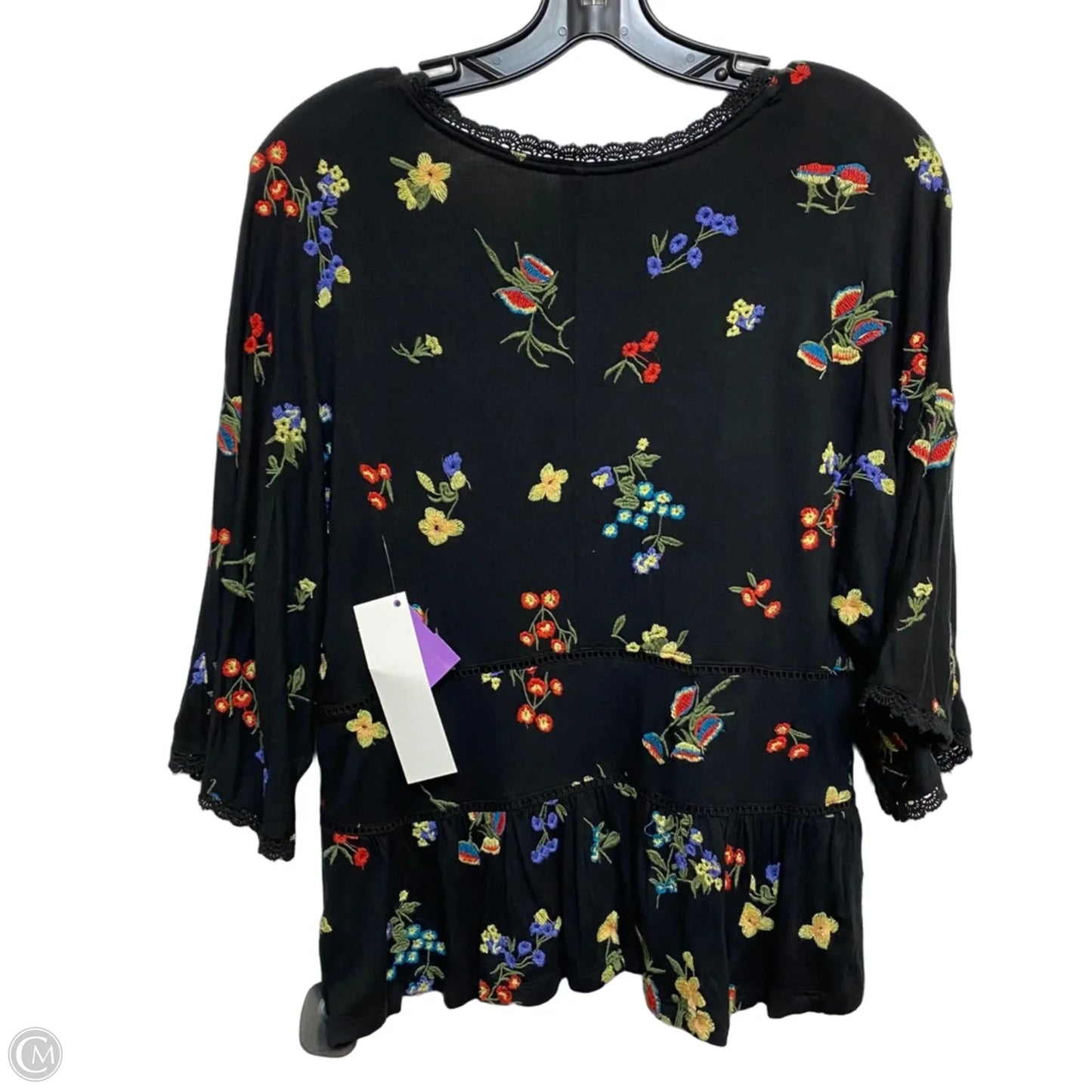 Top Short Sleeve By Anthropologie In Floral Print, Size: Xs