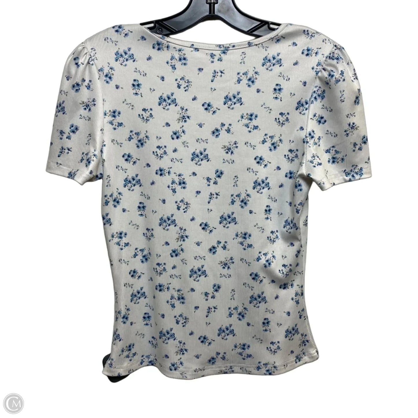 Top Short Sleeve By Shein In Blue & White, Size: S
