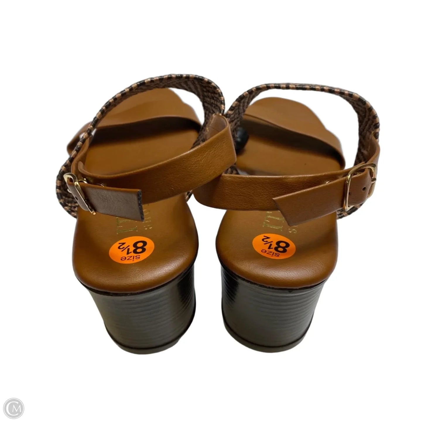 Sandals Heels Block By Italian Shoemakers In Brown, Size: 8.5