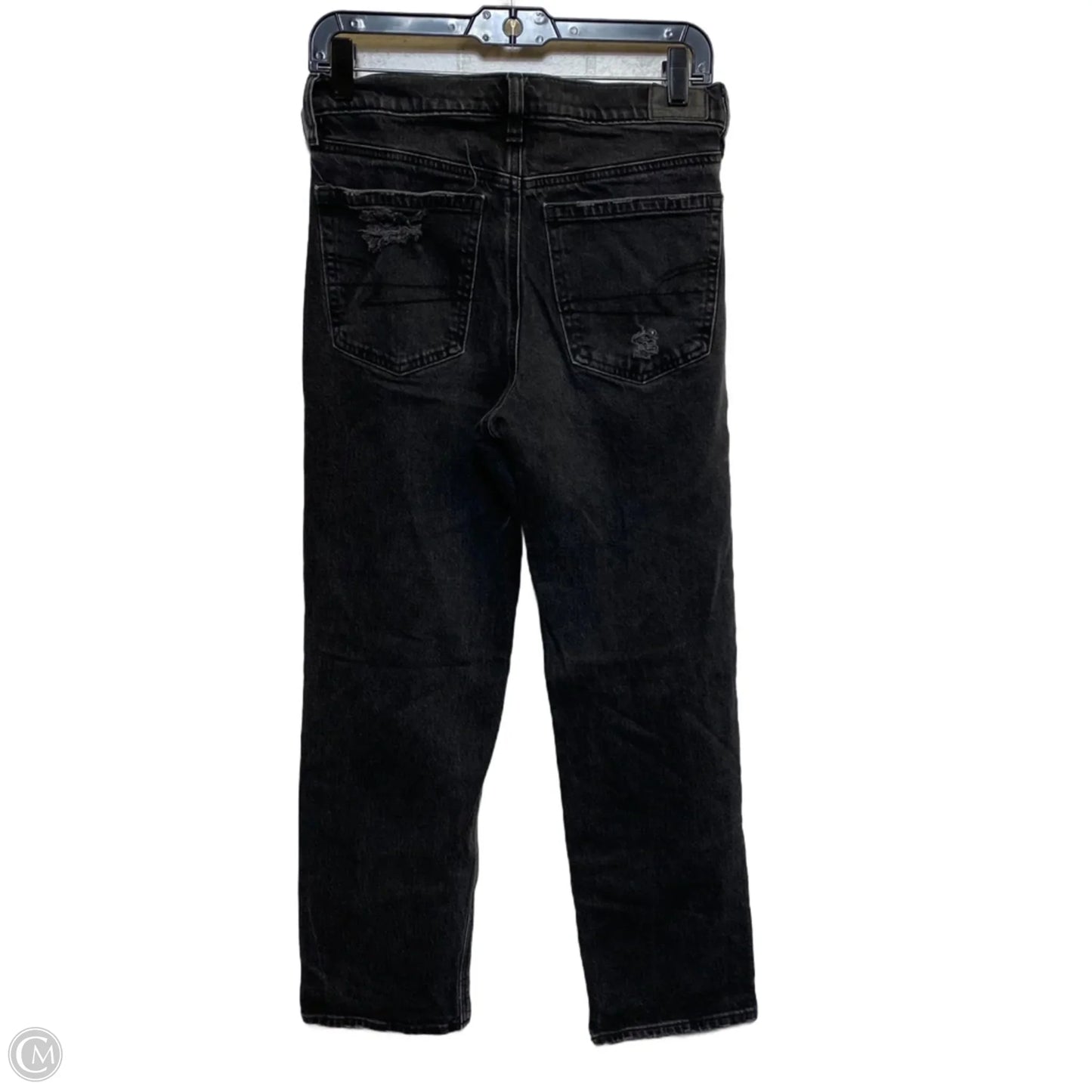 Jeans Straight By American Eagle In Black Denim, Size: 4