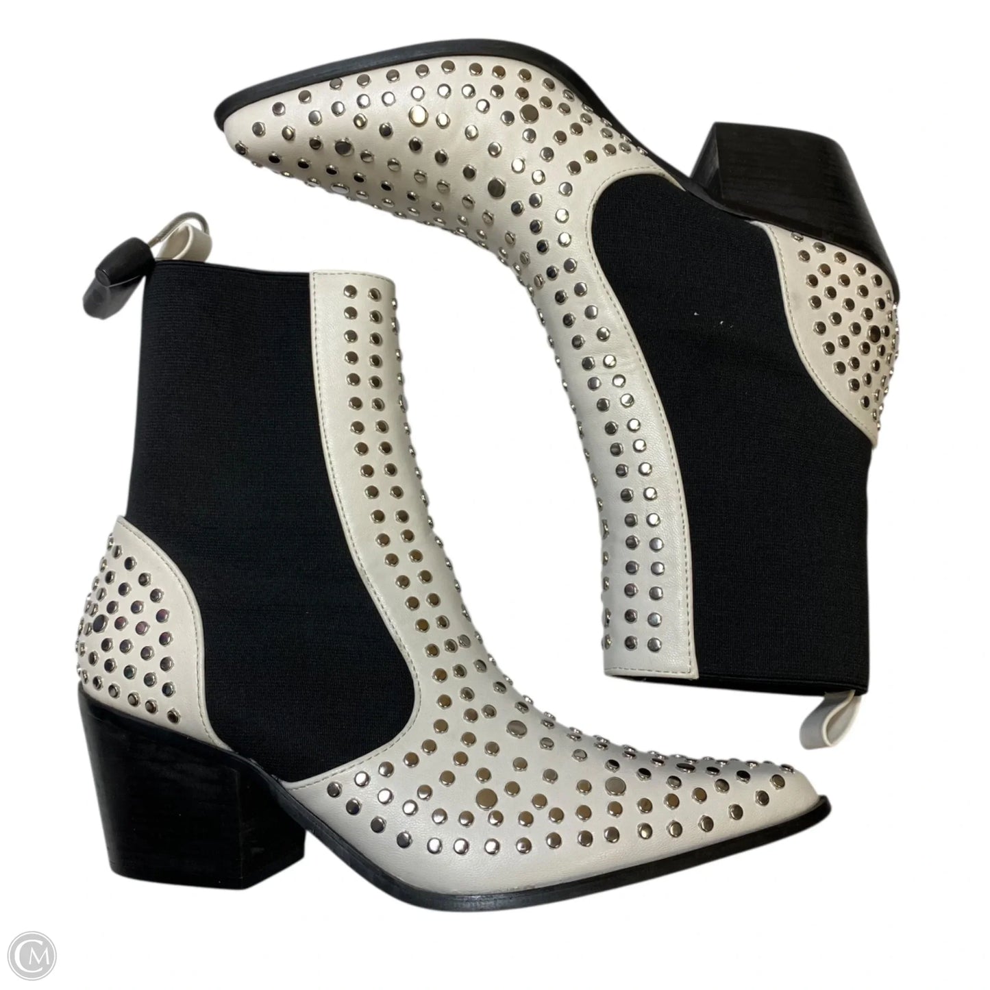 Boots Ankle Heels By Shu Shop In Black & White, Size: 8
