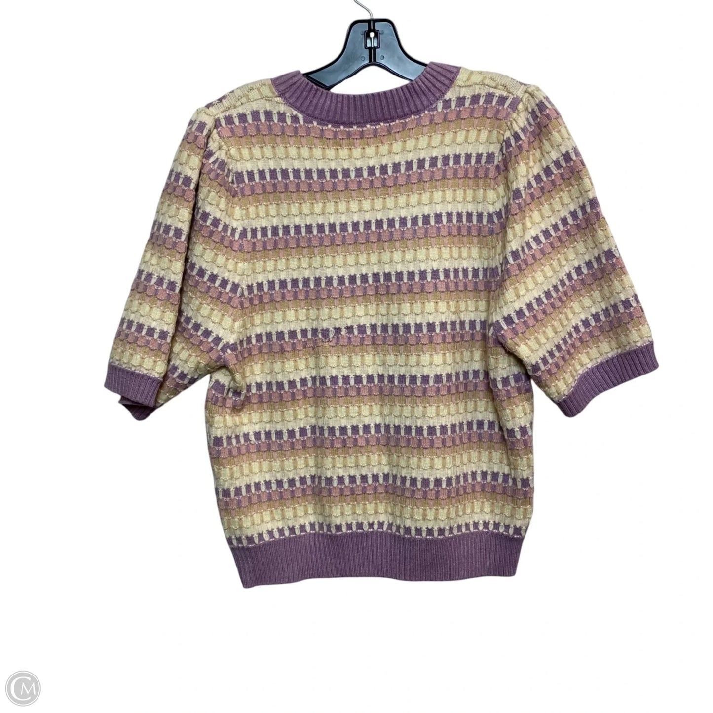 Sweater Short Sleeve By Thml In Cream & Purple, Size: M
