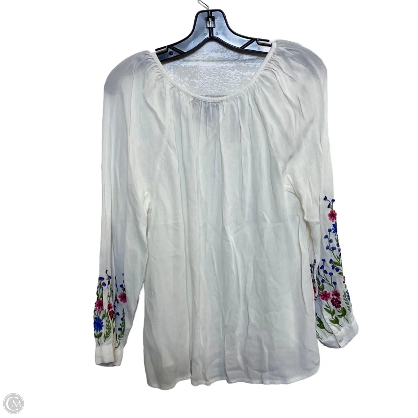 Top Long Sleeve By Karen Kane In White, Size: L