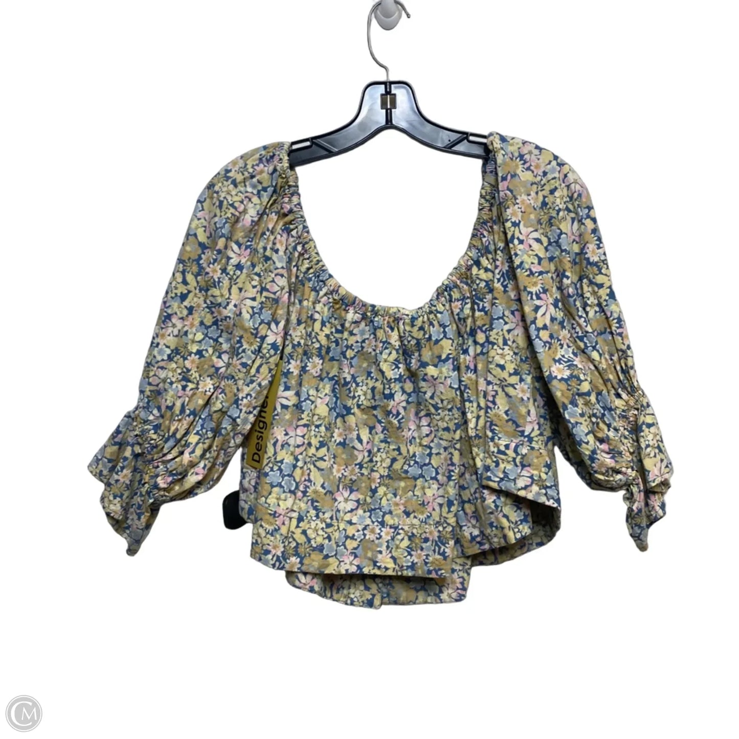 Top 3/4 Sleeve By Free People In Blue & Cream, Size: S