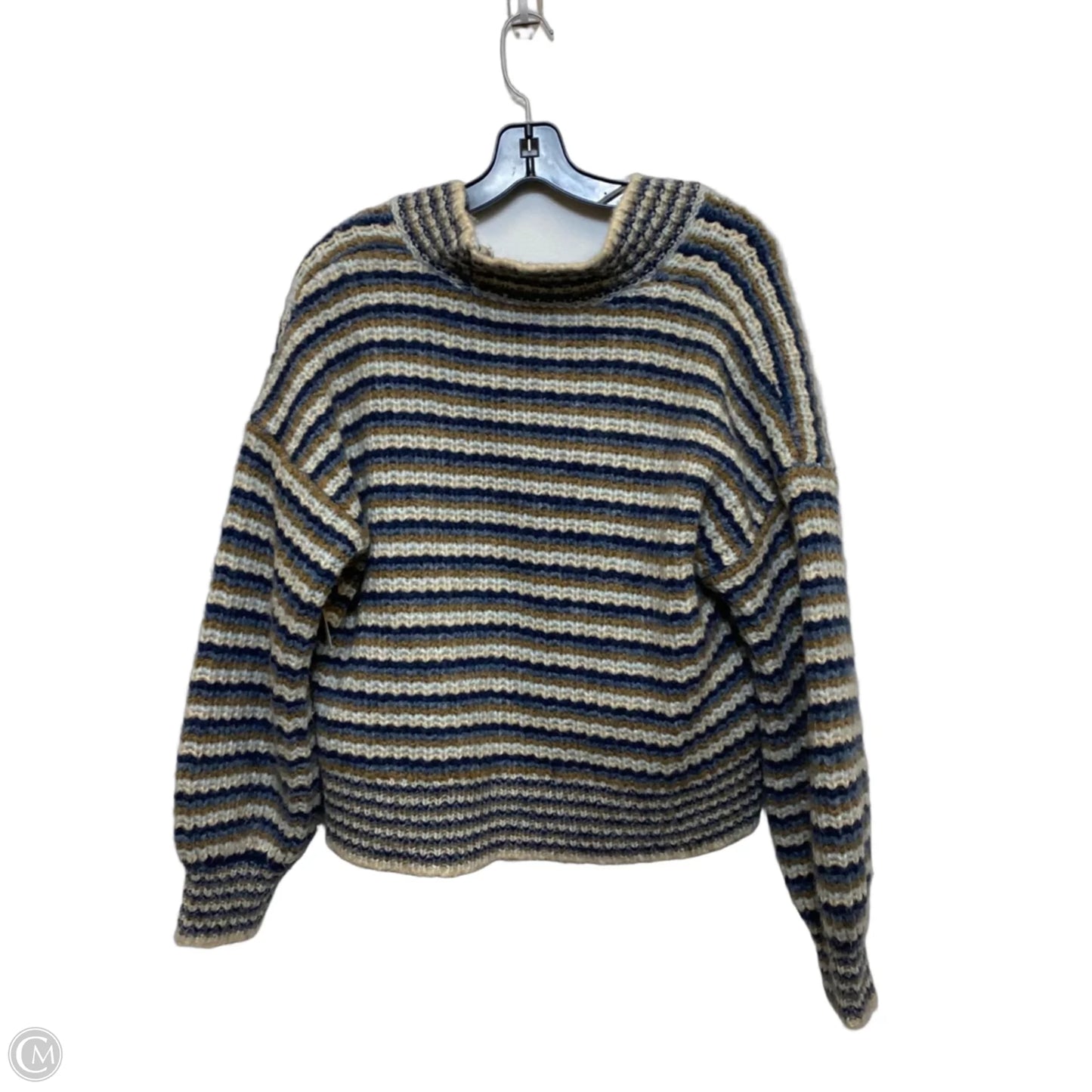 Sweater Cardigan By Madewell In Blue & Cream, Size: M