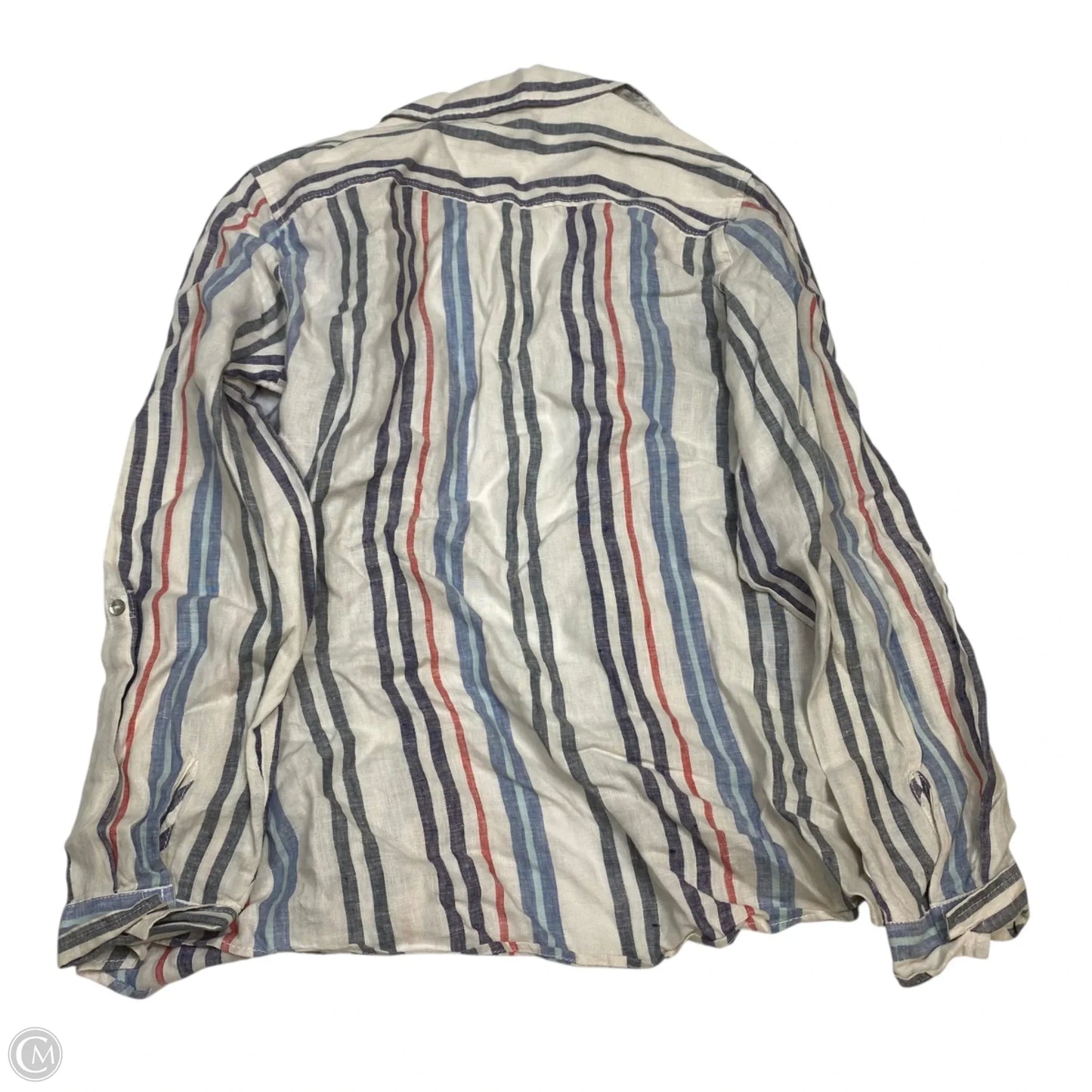 Top Long Sleeve By Jones And Co In Blue & Cream, Size: M