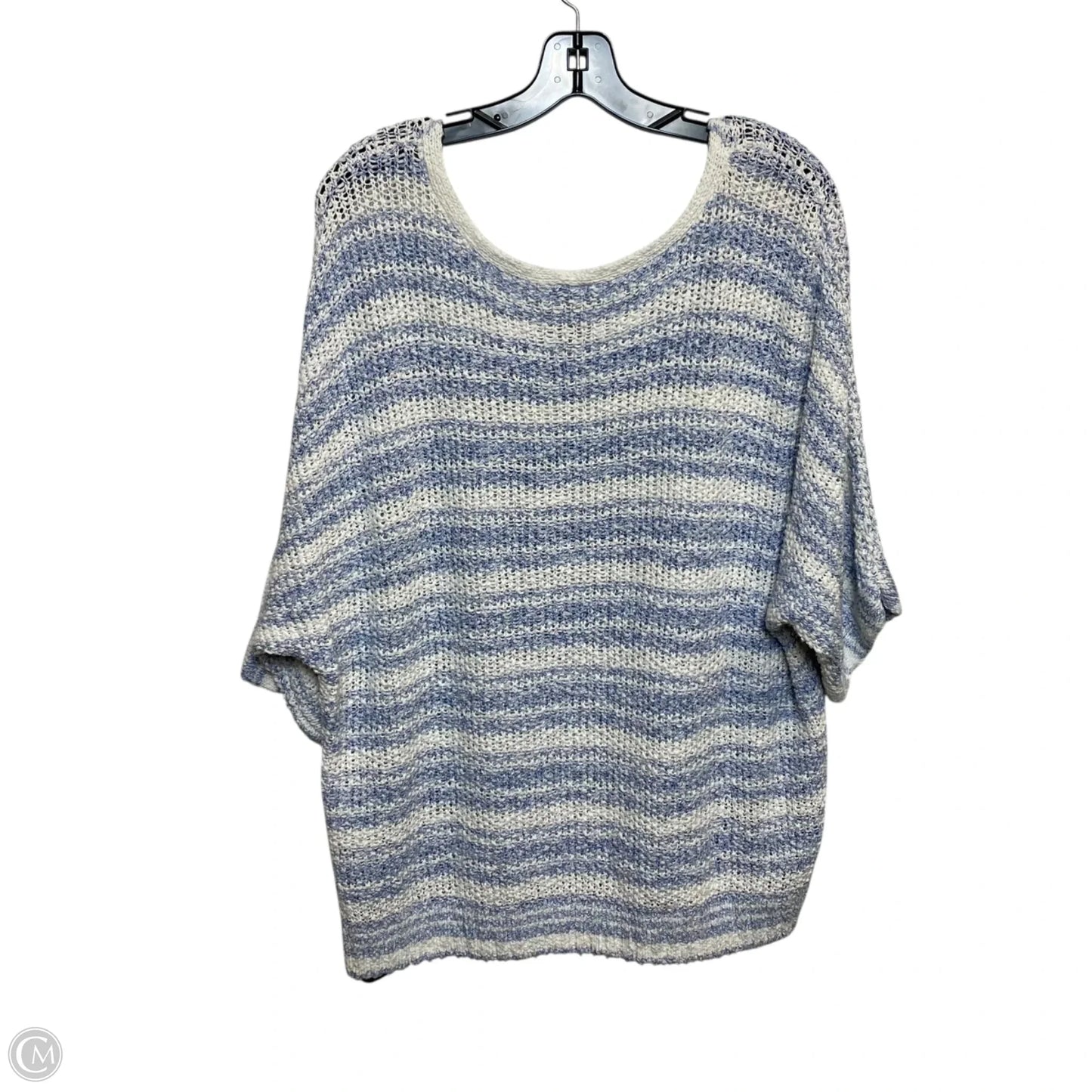 Sweater Short Sleeve By Chicos In Blue & White, Size: Xl