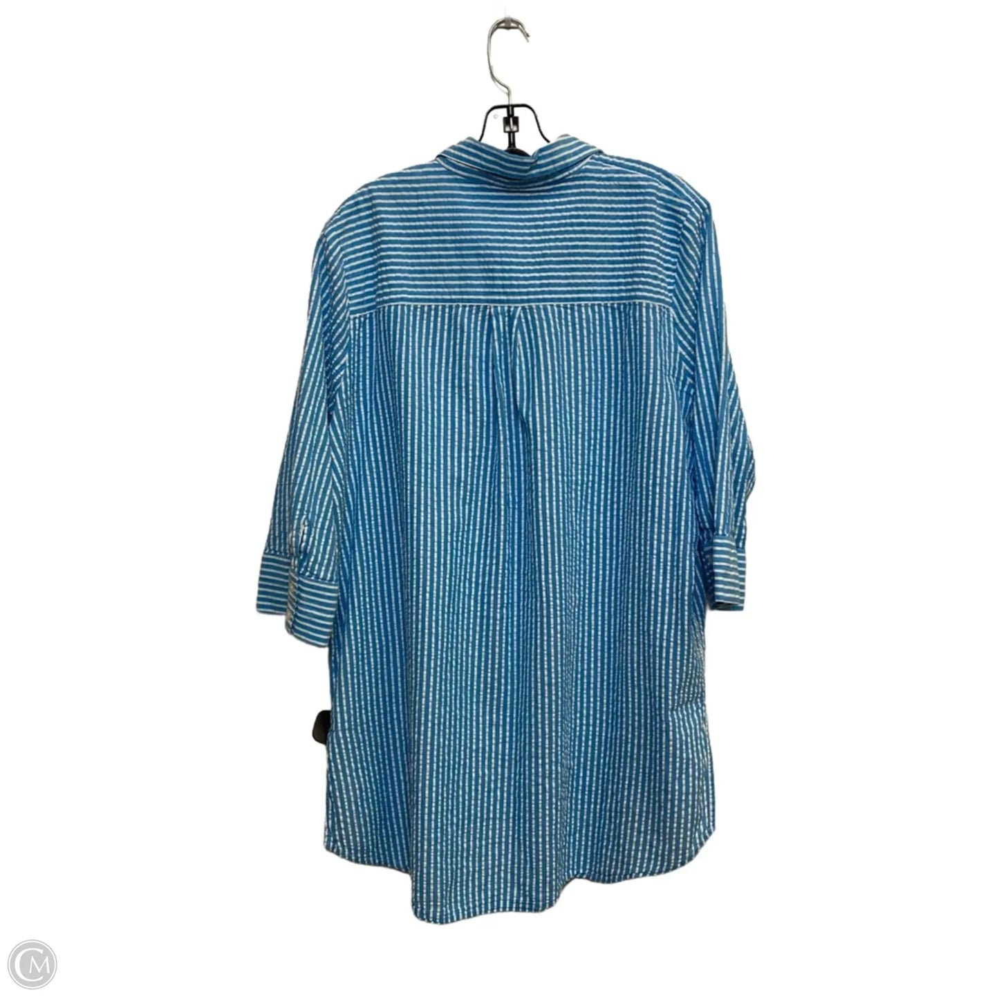 Top 3/4 Sleeve By Cato In Blue & White, Size: Xl
