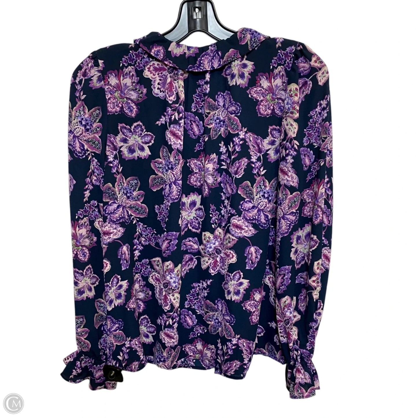 Blouse Long Sleeve By Loft In Blue & Purple, Size: Xs