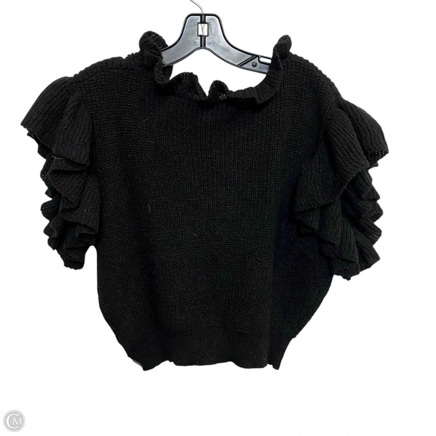 Sweater Short Sleeve By Endless Blu In Black, Size: L
