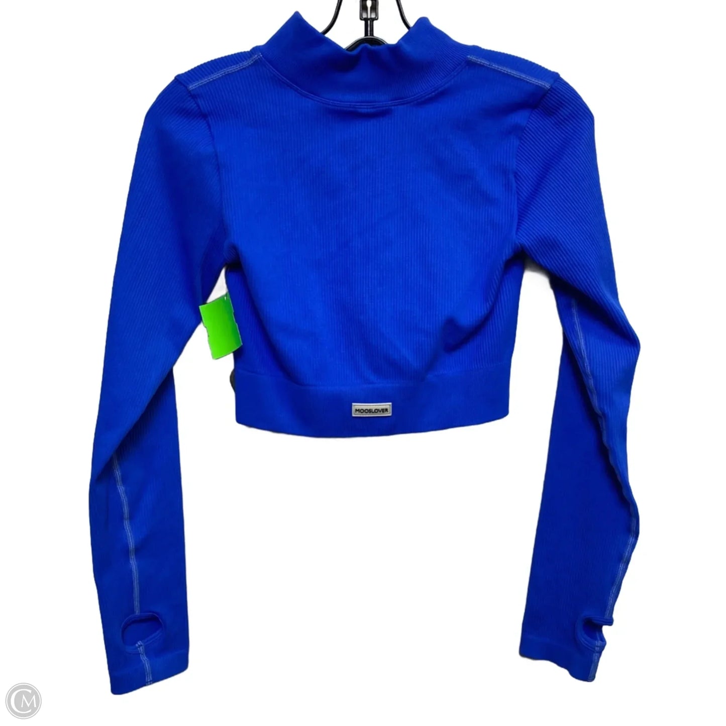 Athletic Top Long Sleeve Collar By Mooslover In Blue, Size: L