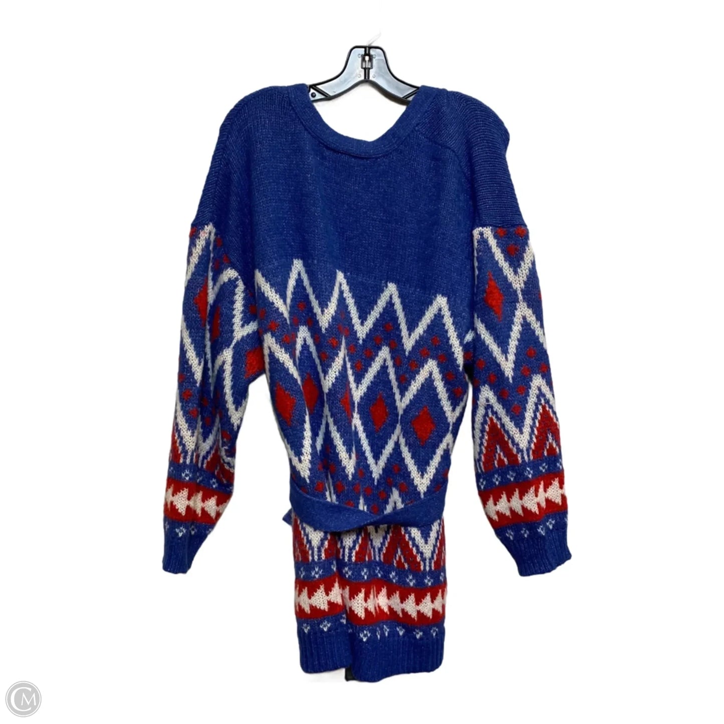 Sweater Cardigan By Lane Bryant In Blue & Red & White, Size: 3x