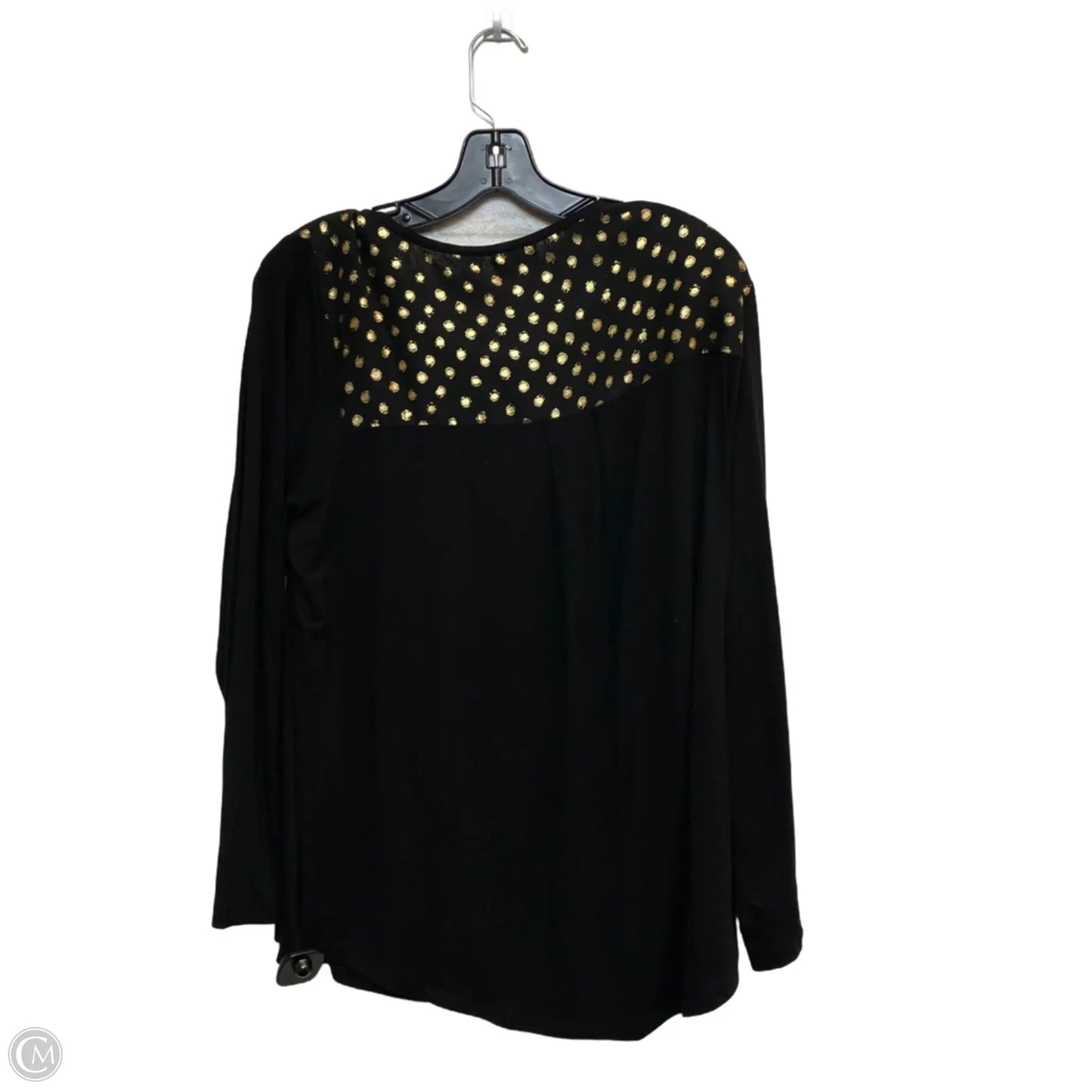 Top Long Sleeve By Chicos In Black & Gold, Size: Xl