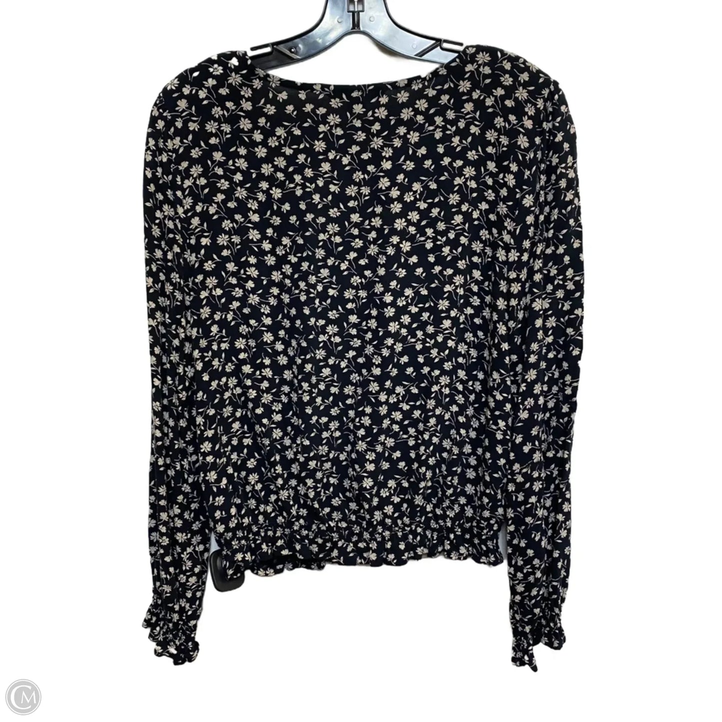 Top Long Sleeve By American Eagle In Black & Cream, Size: M