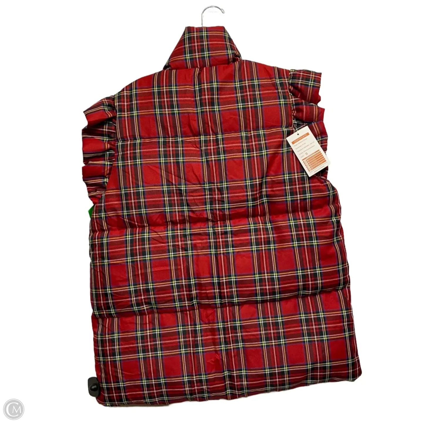 Vest Puffer & Quilted By Cmf In Plaid Pattern, Size: S