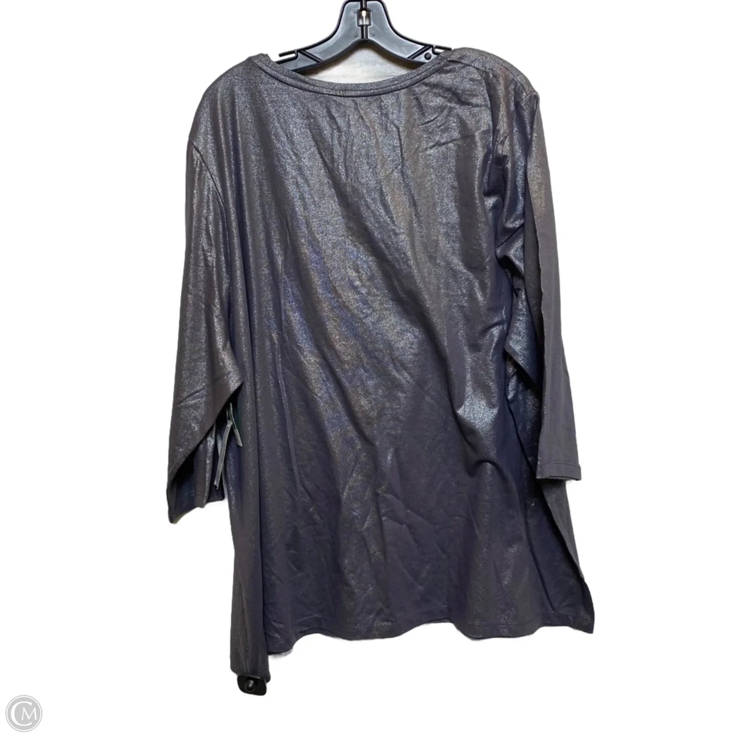 Top 3/4 Sleeve Basic By Catherines In Silver, Size: 3x