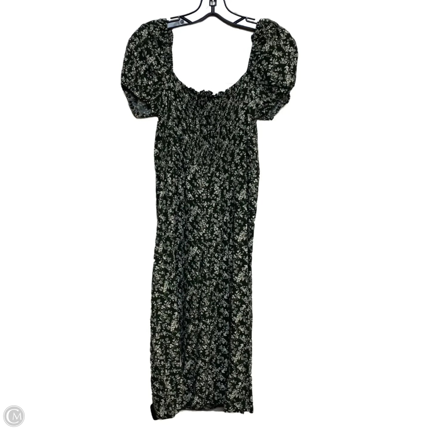 Dress Casual Midi By Francesca's In Green & White, Size: L