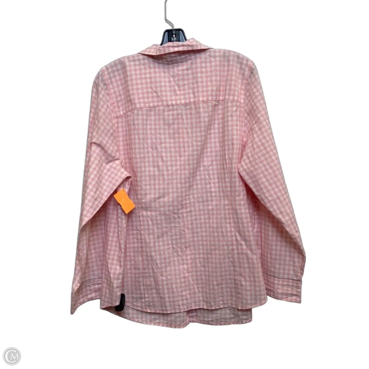 Top Long Sleeve By Crown And Ivy In Pink & White, Size: 2x