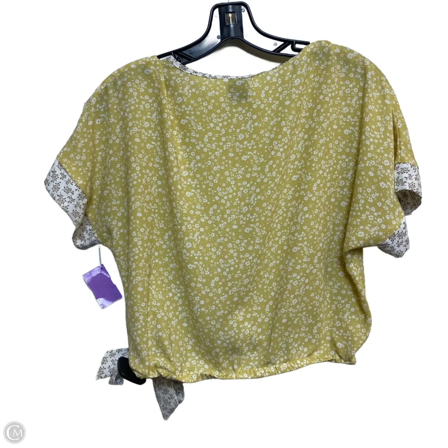 Top Short Sleeve By Paper Crane In Cream & Yellow, Size: S