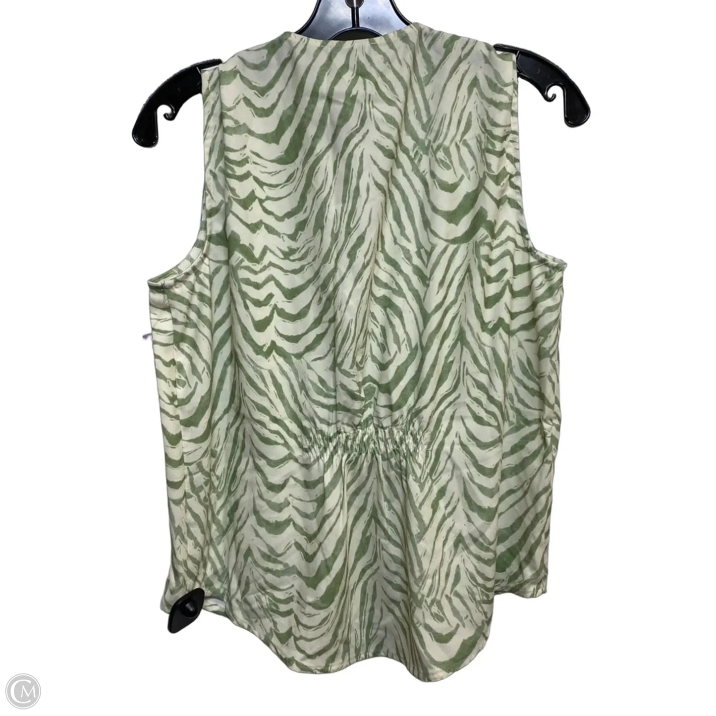Top Sleeveless By Tahari By Arthur Levine In Cream & Green, Size: S