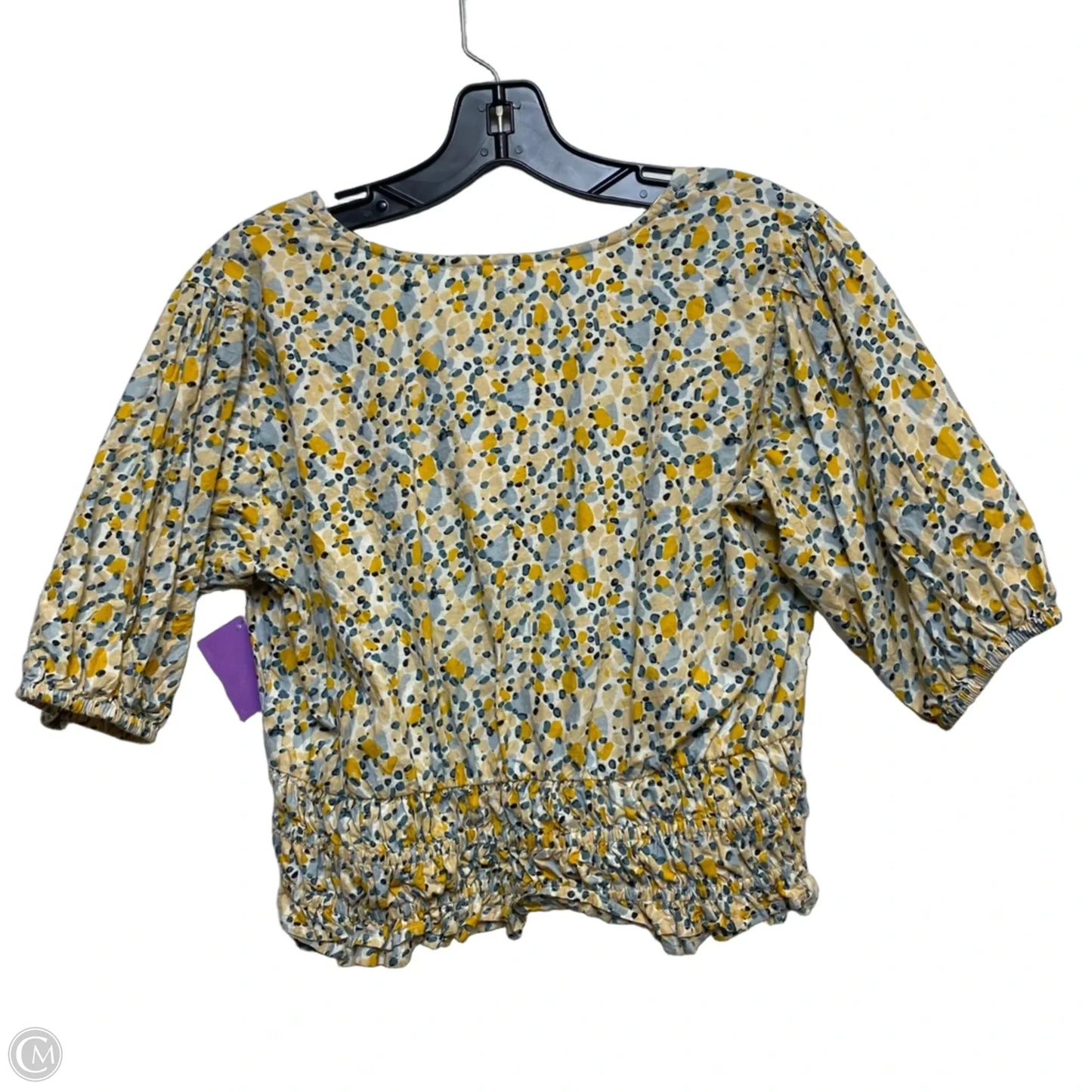 Top Short Sleeve By Sim & Sam In Blue & Yellow, Size: L