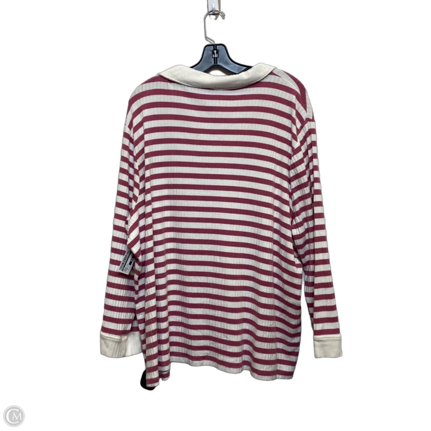 Top Long Sleeve By Cato In Cream & Pink, Size: 4x
