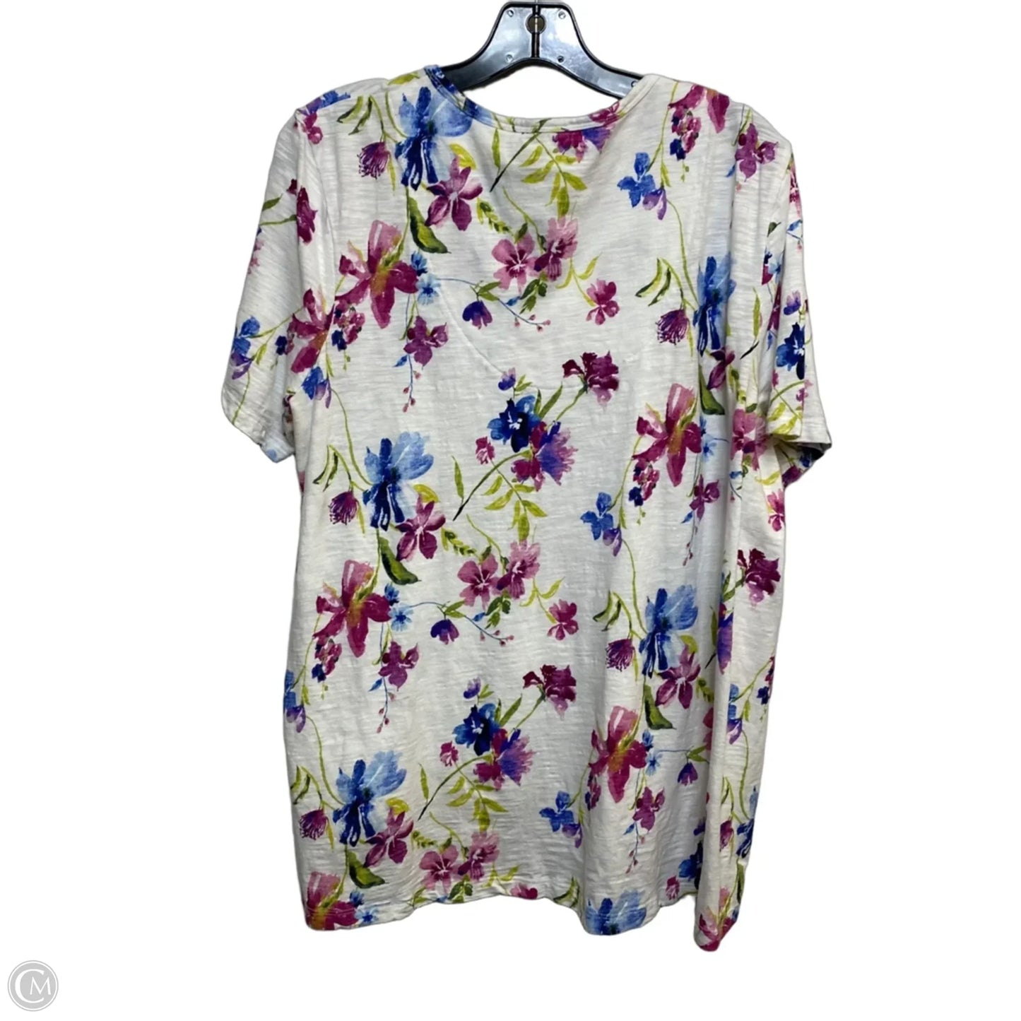 Top Short Sleeve By Chicos In White, Size: Xl