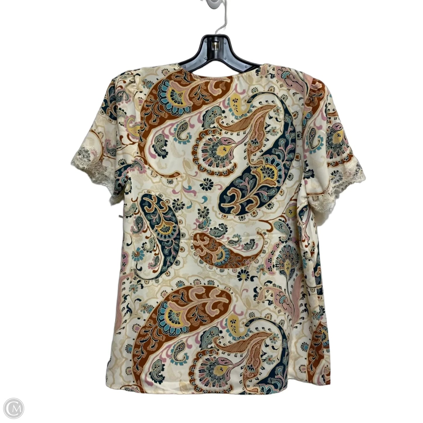 Top Short Sleeve By Cato In Cream & Green, Size: S