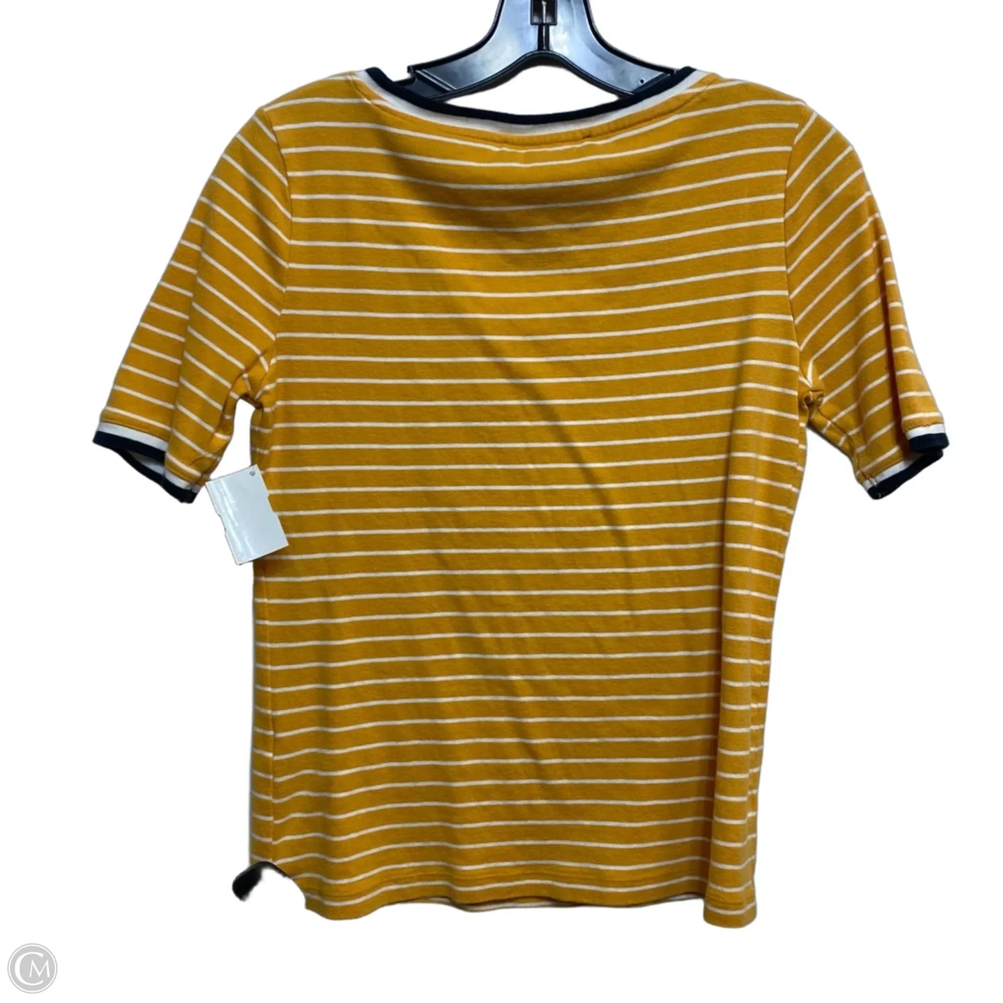 Top Short Sleeve By Tommy Hilfiger In White & Yellow, Size: M
