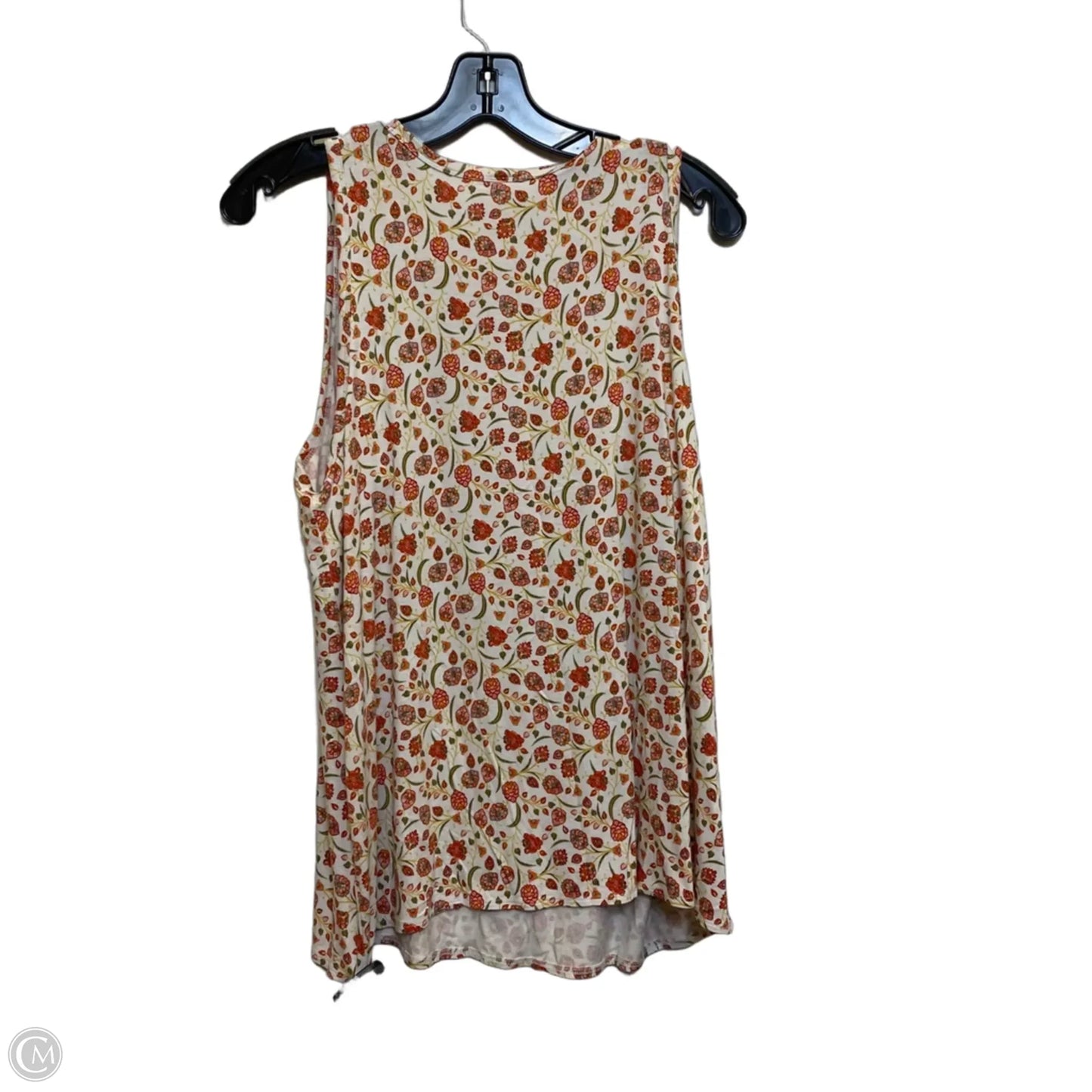 Top Sleeveless By Olga In Cream & Orange, Size: L