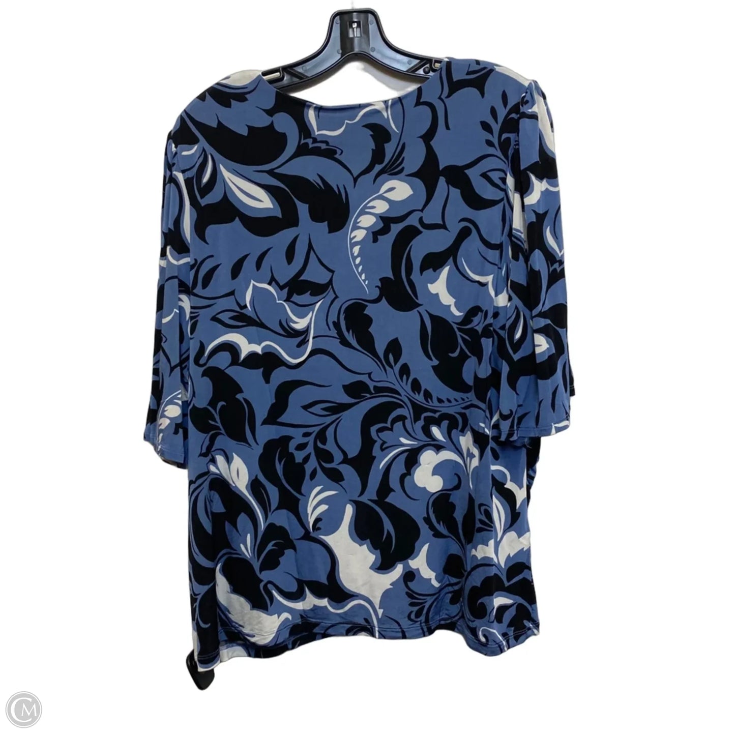 Top Short Sleeve By Chicos In Black & Blue, Size: Xl