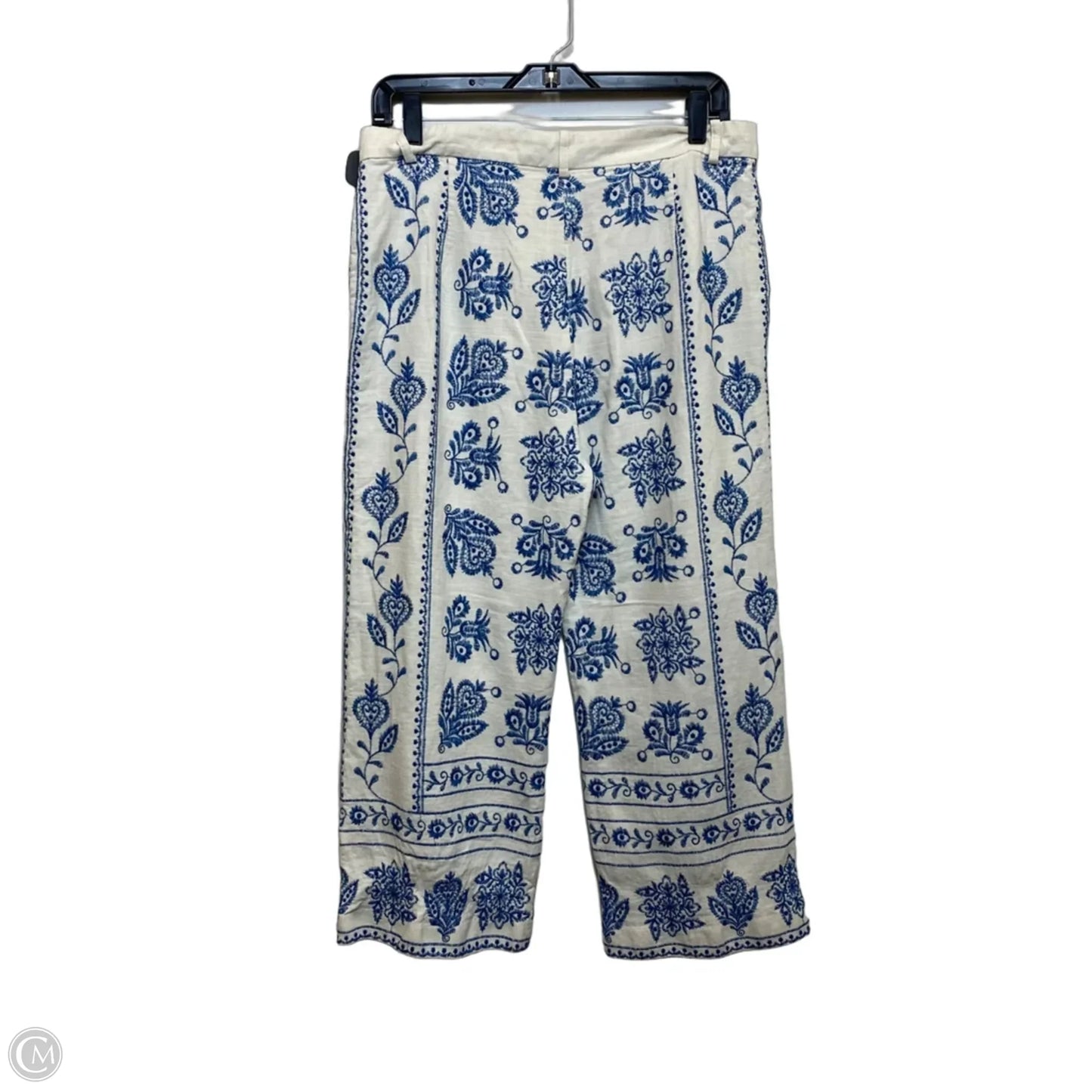 Pants Cropped By Zara In Blue & White, Size: L