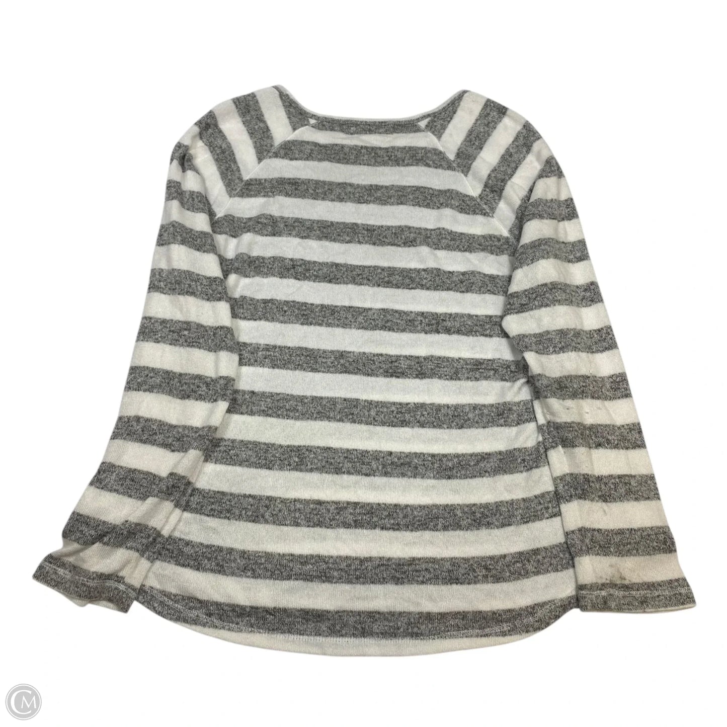 Top Long Sleeve By Liz Claiborne In Grey & White, Size: M