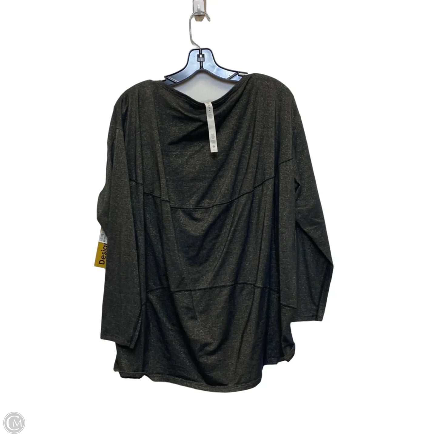 Athletic Top Long Sleeve Crewneck Designer By Lululemon In Black & Gold, Size: L