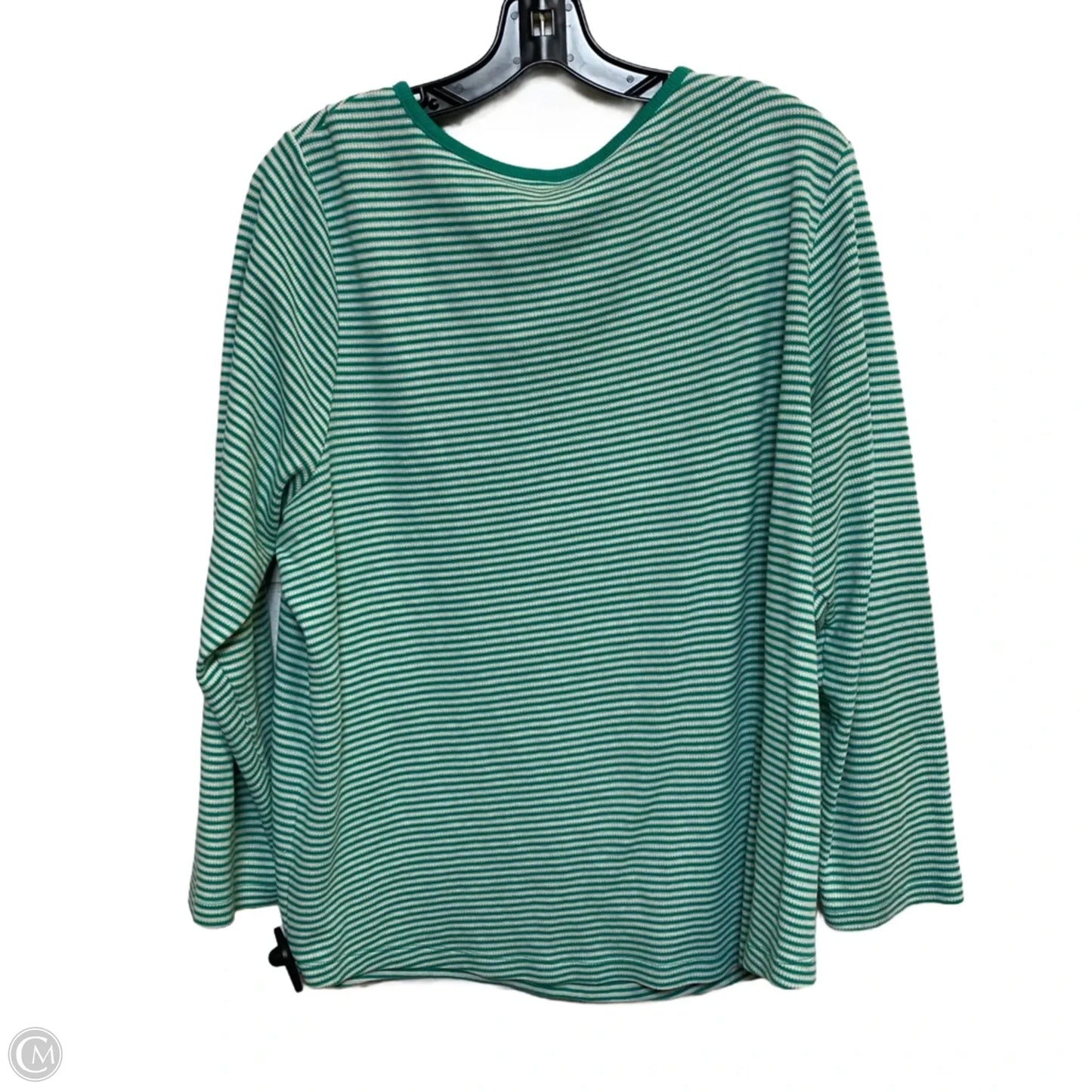 Top Long Sleeve By Cj Banks In Green & White, Size: 2x