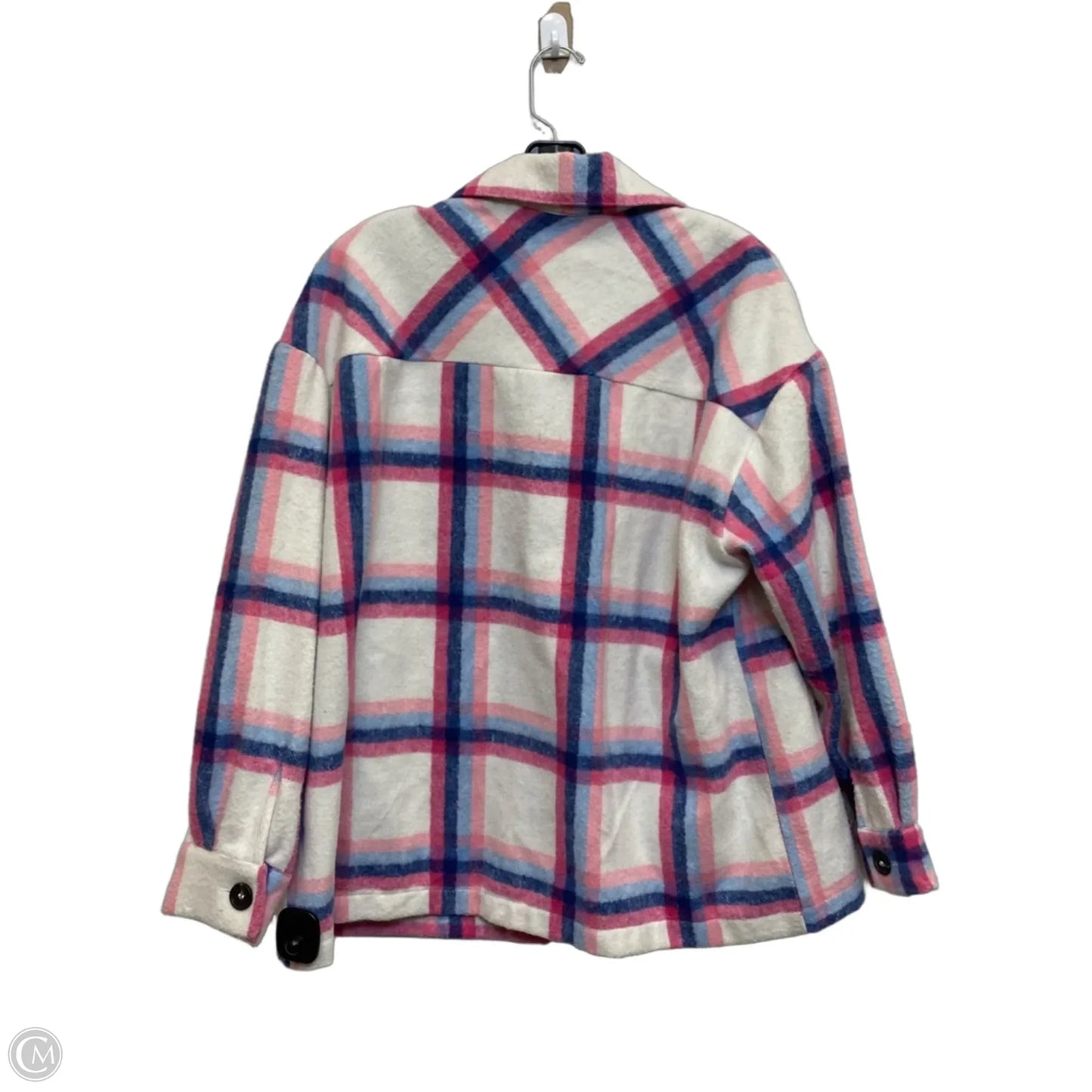 Jacket Shirt By Zenana In Blue & Pink, Size: L